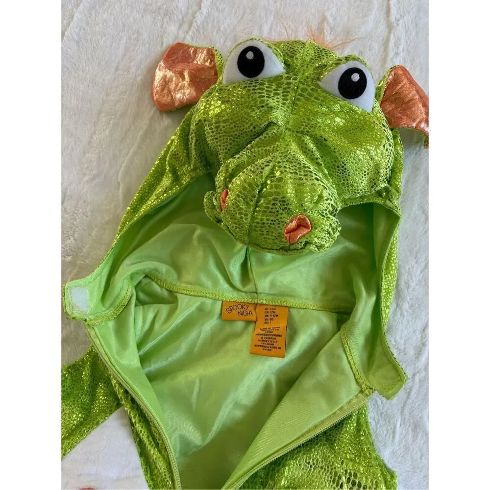 Spooky Night Green and White Dragon Costume Size 12 Months